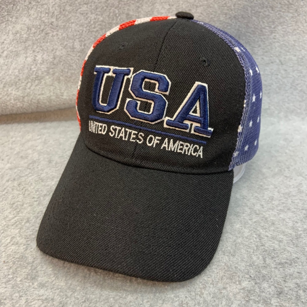 USA Flag Unisex Black Unbranded Trucker Hat Stars and Stripes OSFM